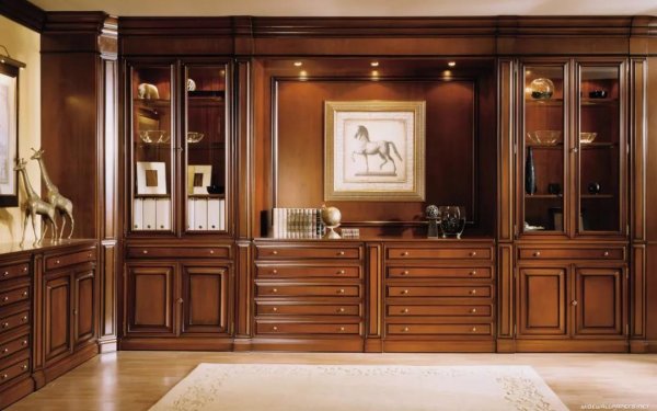 從整木定制辦公室欣賞定做護(hù)墻板、書(shū)柜之美